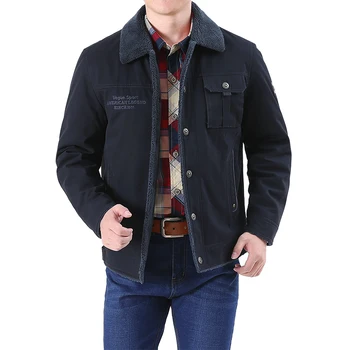 

AFS JEEP parka men thick fleece short jacket men high quality denim bomber military winter men jacket parka homme plus size 4XL