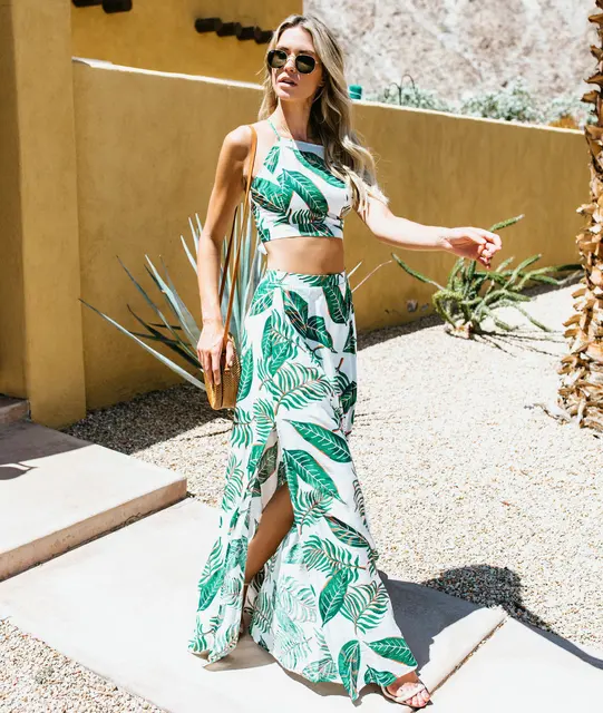short top and long skirt dress