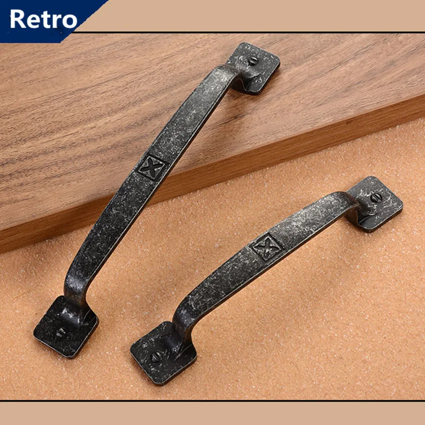 96mm 128mm retro old furniture handle antique iron kitchen cabinet cupboard door handle black antique dresser drawer pull knob