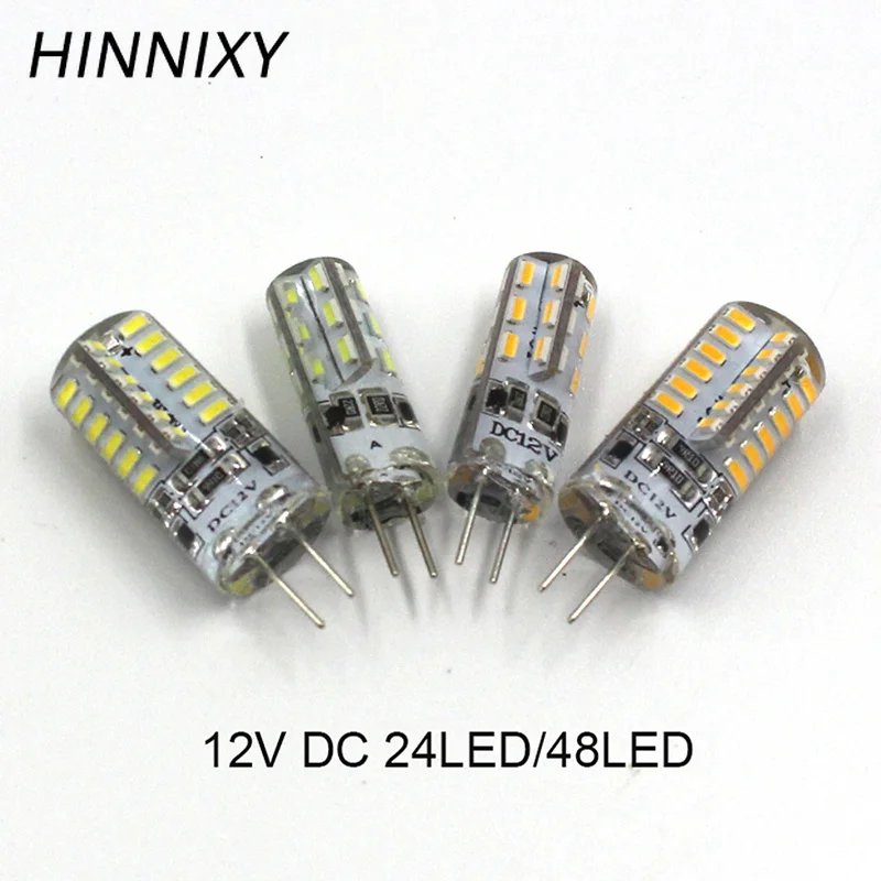 Hinnixy 10 шт./лот мини светодио дный G4 лампа 24 светодио дный/48 светодио дный/64 светодио дный AC/DC12V DC12V 220 V Теплый Холодный белый 1 W светодио дный