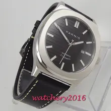 new arrive 44mm PARNIS white dial Automatic mens watch solid case Sapphire Glass Luminous Hands Miyota movement Leather strap new arrive 44mm PARNIS white dial Automatic mens watch solid case Sapphire Glass Luminous Hands Miyota movement Leather strap