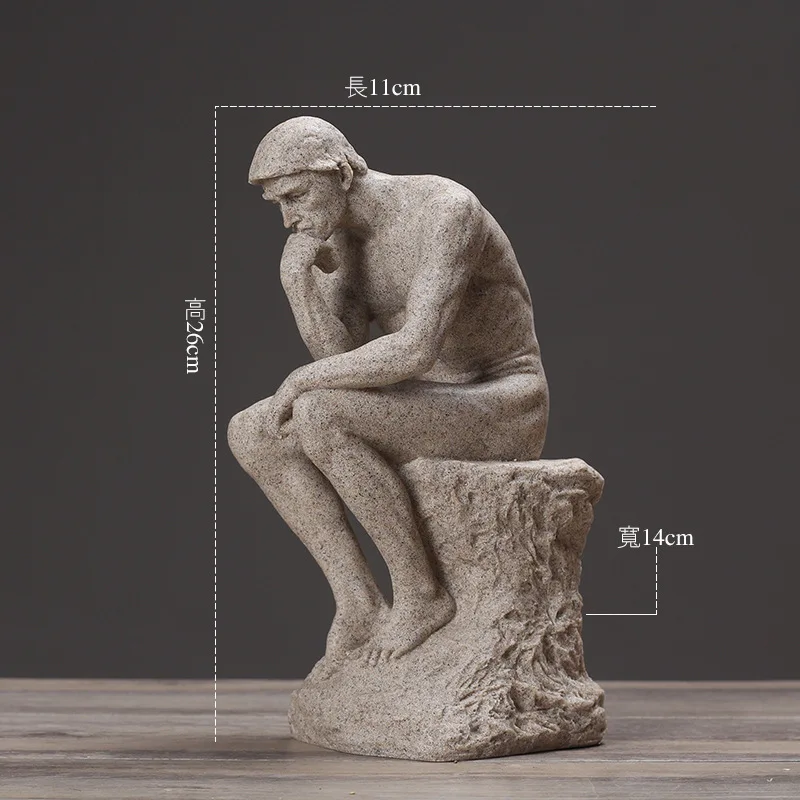 Rodin The Thinker статуя изобразительного искусства скульптура мужская фигура в Стиле Ню настоящая смола порошок литой/украшение дома комнаты стол дисплей поставки - Цвет: A