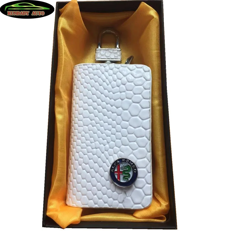 

KUNBABY Snakeskin Leather Car Key Case Cover Key Holder Key Wallet For Alfa Romeo Free Shipping