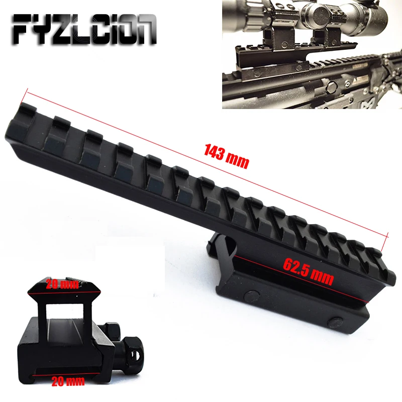 

Tactical Flat Top 145MM Extened High Riser Base for 20mm Picatinny/Weaver Rail Mount 14 Slots Airgun Air Rifle Scope Mount