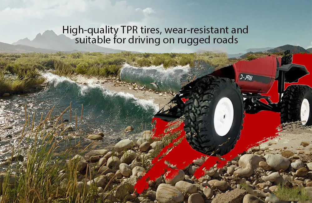 WPL C14 1:16 2.4G 2CH 4WD Mini Off-road RC Semi-truck with Metal Chassis / TPR Tires / 15km/h Top Speed