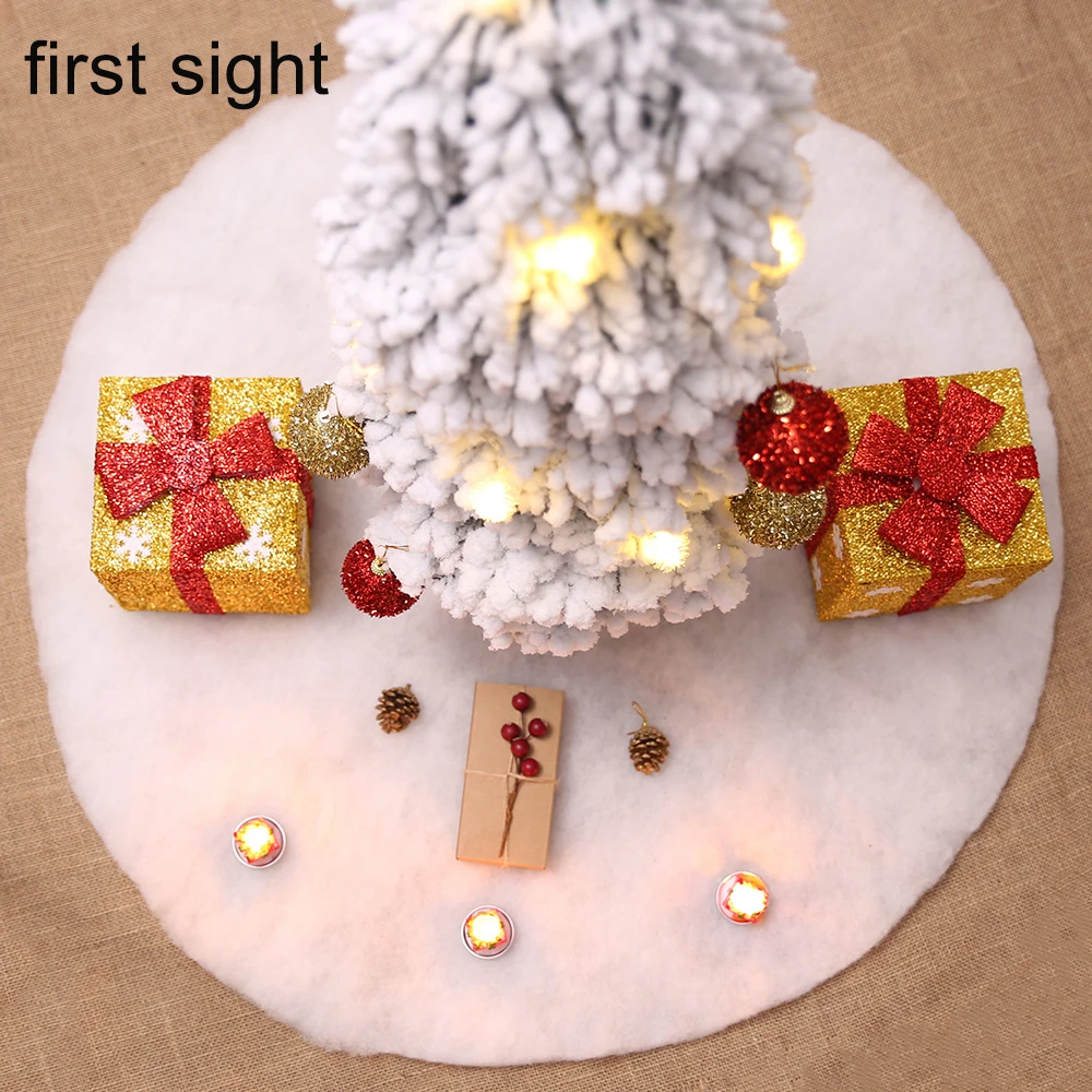

Christmas tree skirt 60 80 90 100cm evening dress delicate embroidery home decoration cute volume Santa design decorative carpet