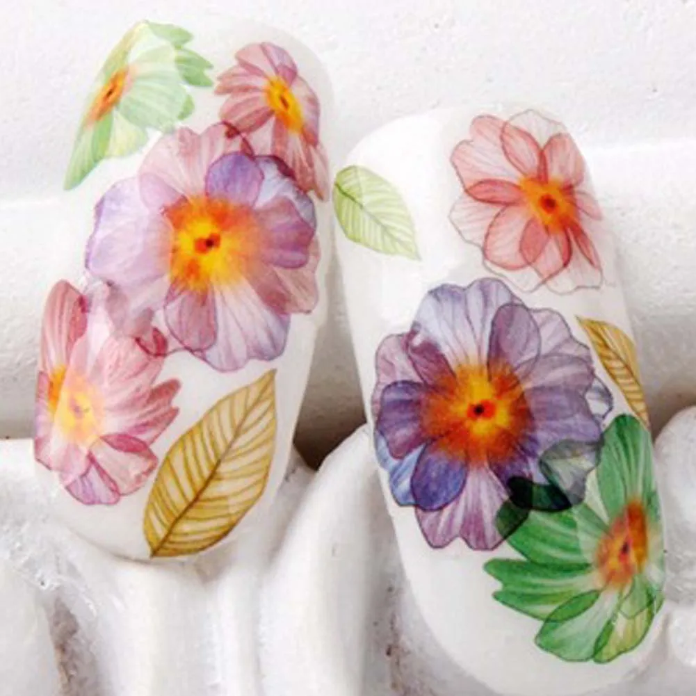 

1 Pc Color Random Gradient Nail Water Decals Transfer Stickers Colorful Purple Fantacy Flowers Nail Art Sticker Tattoo Decals