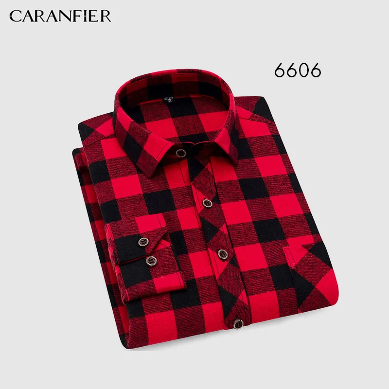 CARANFIER Хлопковая мужская Повседневная рубашка с длинными рукавами, клетчатая полосатая Весенняя приталенная мужская деловая рубашка, брендовая Удобная дышащая рубашка - Цвет: 06