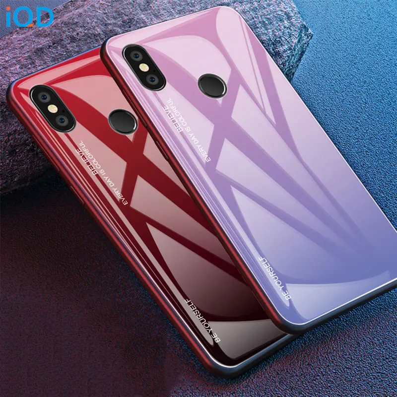 Стеклянная задняя крышка для телефона IQD для Xiao mi Red mi 6A 5 plus Note5 6 Pro mi 8 6X 5X Max3 8 lite Pocophone F1 защитный чехол бампер из ТПУ