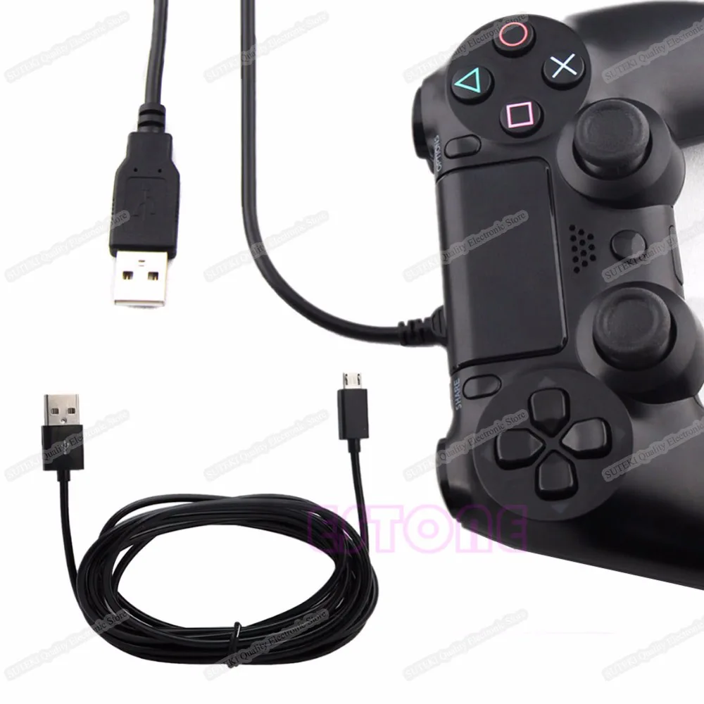 

Micro USB Power Cable For PS4 Xbox One Controllers Black 3 Meters Durable