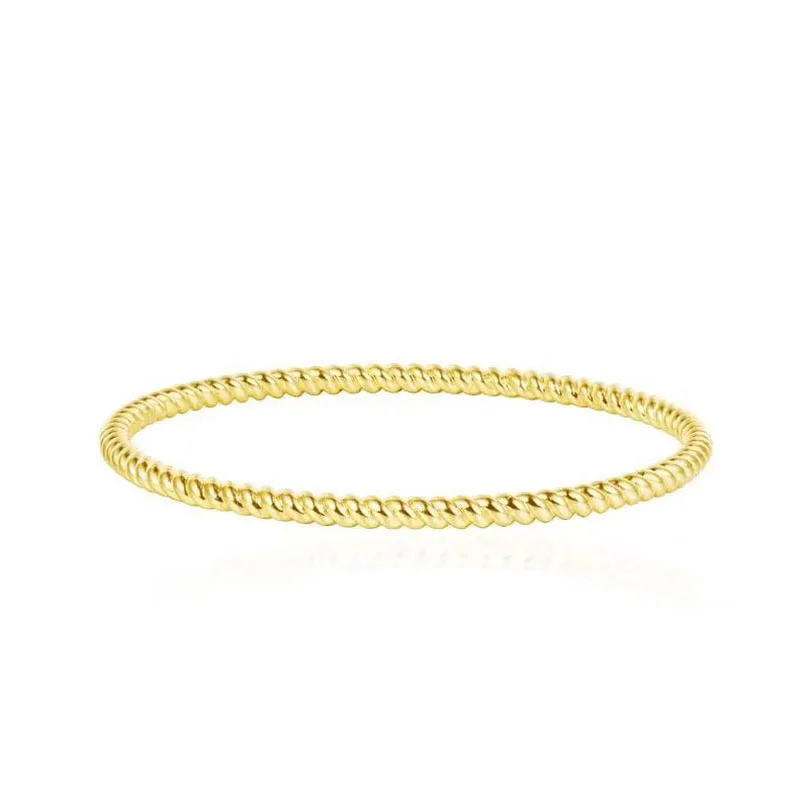 

SLJELY Solid 925 Sterling Silver Yellow Gold Color Twisted Pattern Simple Bangle NO Zircon Stones Monaco Women Bracelet Jewelry