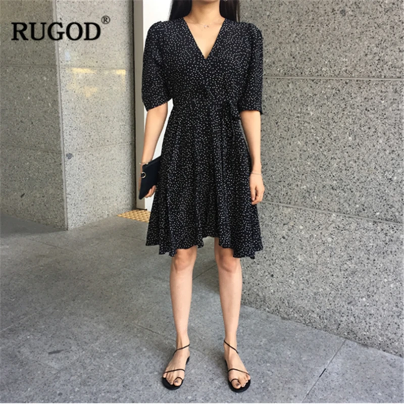RUGOD 2018 женское модное повседневное богемное шикарное платье Элегантное с v