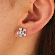 Весна дизайн цветок серьги-гвоздики сверкающее украшение инкрустированный цирконами ромашки цветы милые шпильки для девочек