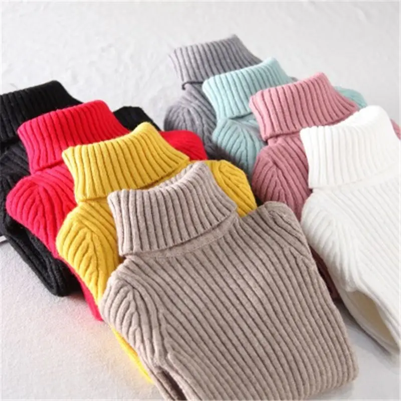 

MQ Baby Girl Sweater Children Colthes 2018 Autumn Winter Girls Children Clothing Pullover Turtleneck Knitted Solid Kids Sweaters