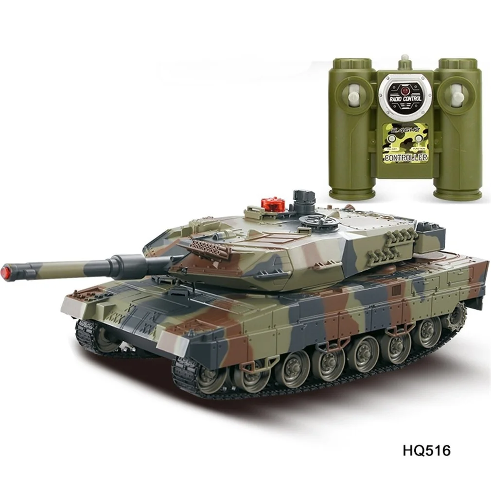 Battle Tank 1/24 Scale German Leopard A6 Infrared Fighting RC Battle Tank with Sound and Lights Wireless RC Tank Toys