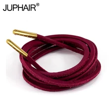 1-12Pairs Purple Men Fashion Quality Genuine Top Layer Leather Shoelaces Retro Leather Boot Shoes Shoestring Metal Head Shoelace