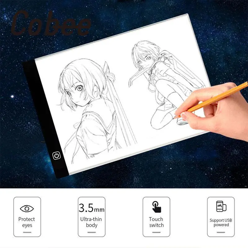 Cobee LED Drawing Pad Electronic Adjustable Optical Writing Tablet Dimmable Comic Copy Children drawing board Painting aids цена Cobee LED Drawing Pad Electronic Adjustable Optical Writing Tablet Dimmable Comic Copy Children drawing board Painting aids цены онлайн