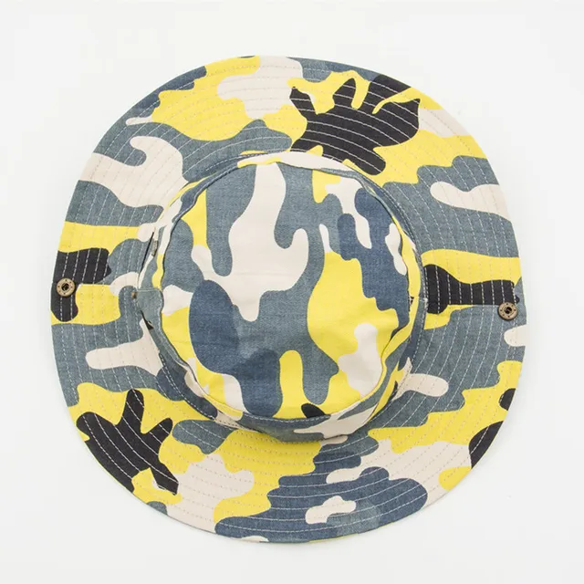 High Quality Military Camouflage Fisherman Bucket Hats Blue Yellow Red