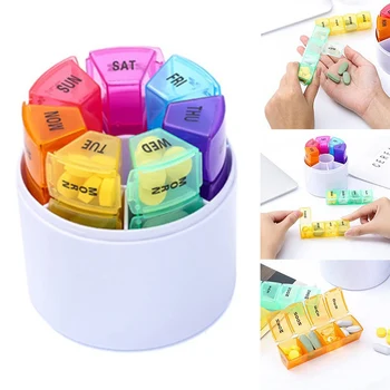 

7 Day Weekly 28 Removable Compartments Pill Box Morning Night Medicine Pill Organizer Tablet Storage Container Case