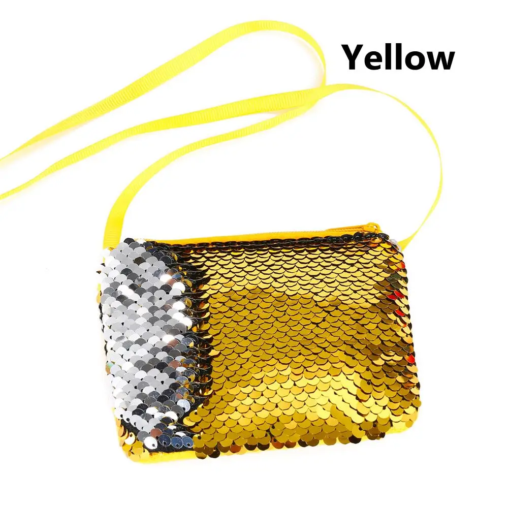 New Fashion Kids Girl Glittering Purse Mermaid Sequins Coin Purse Wallet Women Handbag Party Zipper Clutch Bag Earphone Package