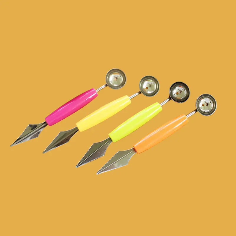 

2in1 Dual-head Fruit Ball Carving Knife Kiwi Fruit Waterlemon Scoop Melon Digger Fruit Jar Mashed Potato Baller Ice Cream Spoon