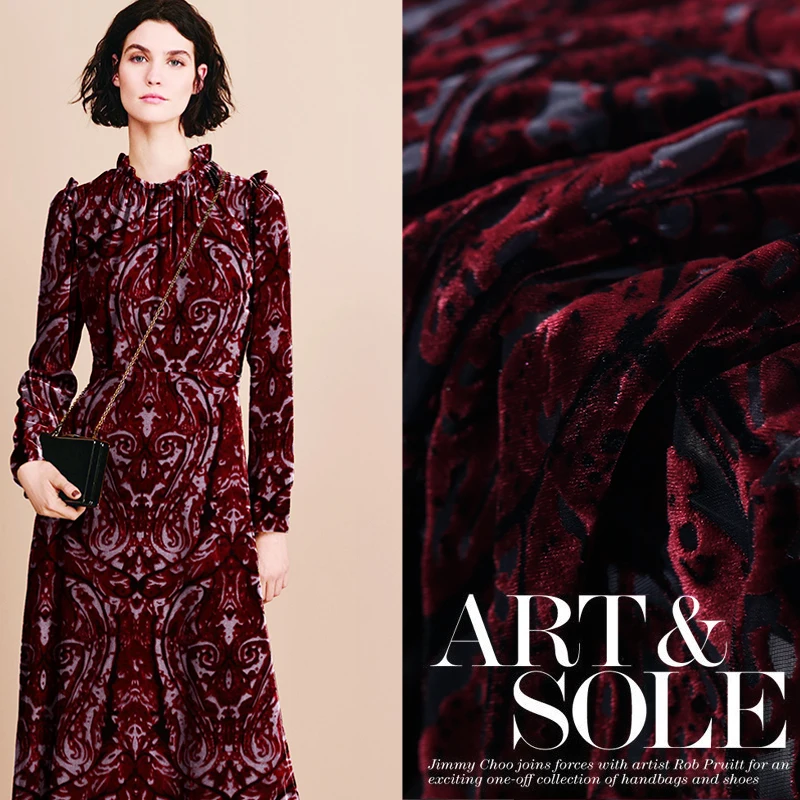 114 см ажурная выгорающая бархатная ткань высокого класса шелковая бархатная ткань дышащее комфортное платье cheongsam шелковая ткань