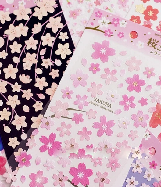 

24pcs/lot New beautiful sakura sticker for kids school decoration Kawaii sticker school supplies(tt-1665)