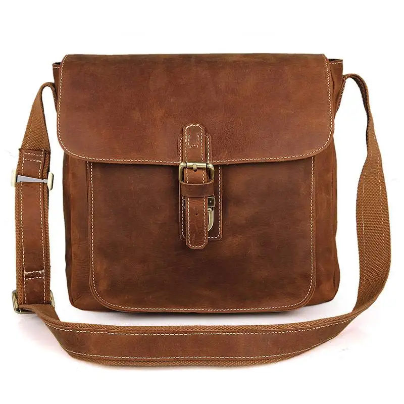 

Travel Messenger Brown Vintage Bags Men Vintage Ipad Business Large Capacity Weekend Travel Shoulder Crossbody Bags Leather