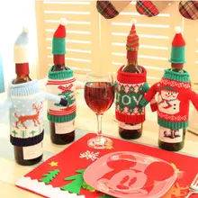 Посуда оптом Держатель Рождественские вязаные бутылочные крышки мультфильм Санта декор в виде оленя украшения Рождественская бутылка вина сумки крышка