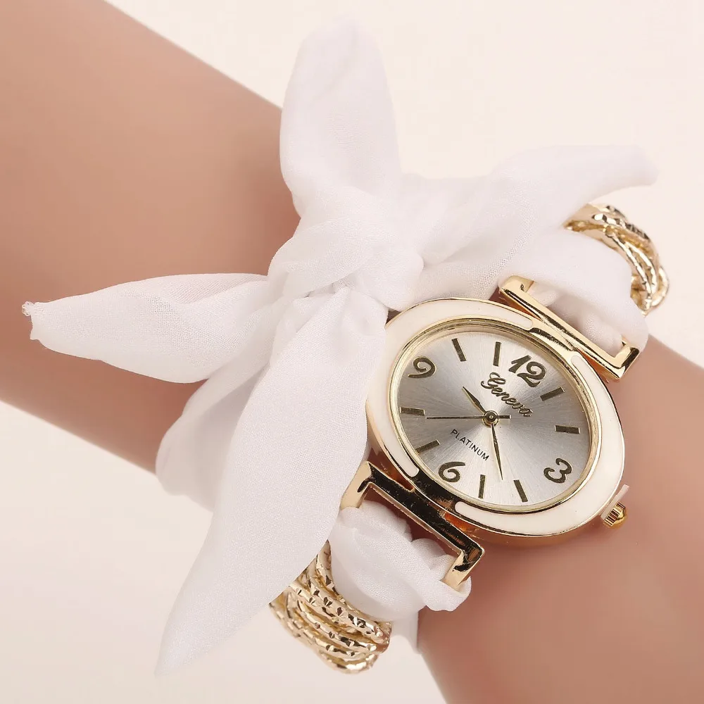 

Fashion Bracelet Women Watch Luxury Gold Oval Dial Dress Flowers Fabic Strap Wrist Watch Ladies Clock Relogio Feminino
