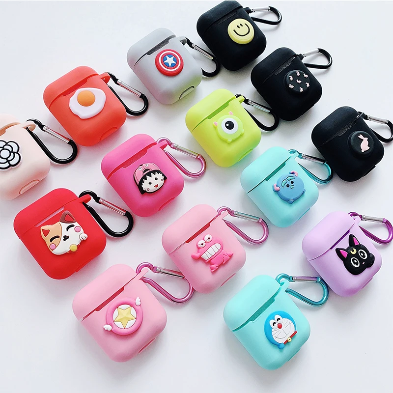 

Cute Cartoon Silicone Case for Apple Airpods Accessories i10 TWS Bluetooth Earphone Charging Box Protective Cover Bag Anti-lost