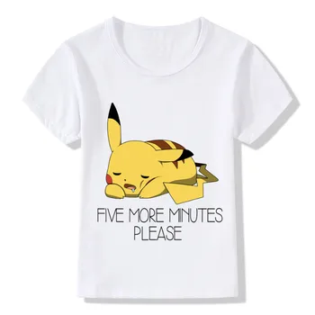 

Cute Sleeping Pikachu Design Funny Children T-shirt Kids Pokemon Go Casual T shirt Baby Boys Girls Tops Clothes ,ooo2226
