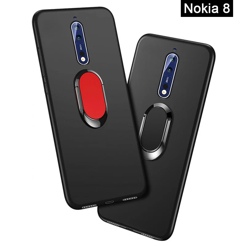 

Nokia8 Phone Cover for Nokia 8 TA-1012 TA-1004 Case 5.3 inch Soft Black Silicone Magnetic Car Holder Ring Case for Nokia 8 Funda