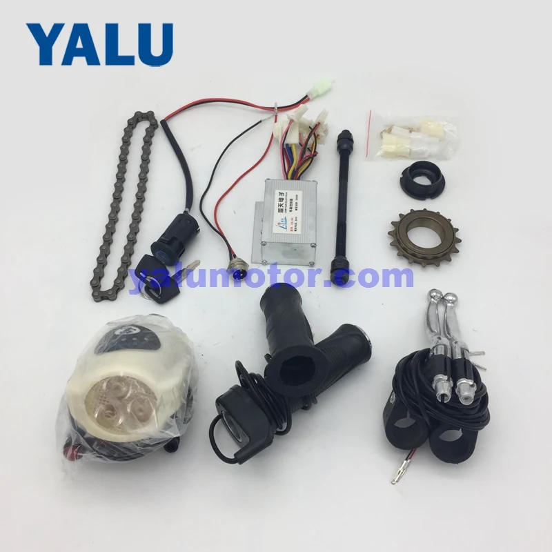 Upgrade Electric Bicycle Brush Motor Kit Components with Controller And Throttle Handle With Battery Voltage Show And Key Switch 2