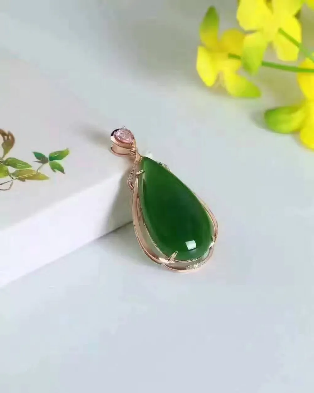 Naturel vert jasper pendentif naturel pierre gemme pendentif 925 en argent sterling mode élégant gr