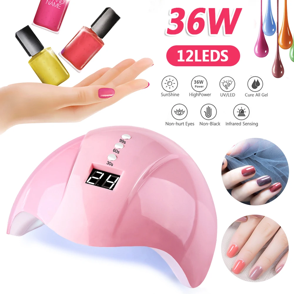 

36W UV Lamp LED Nail Lamp Nail Dryer For All Gels Polish Sun Light Lamp Infrared Sensing Timer Smart LCD Display Manicure