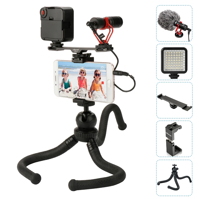 

BOYA BY-MM1 Microphone With Cold Shoe Extension Video light Octopus Tripod Phone Mount For iPhone For Filmmaking Vlogging