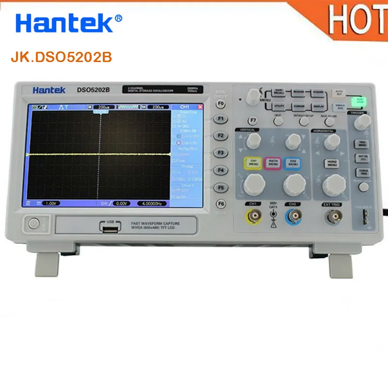 

Hantek official DSO5202B Digital Storage Oscilloscope 200MHz 1GS/s USB 7'' Color 2 Channels 2CH Record Length 1M USB AC110-220V