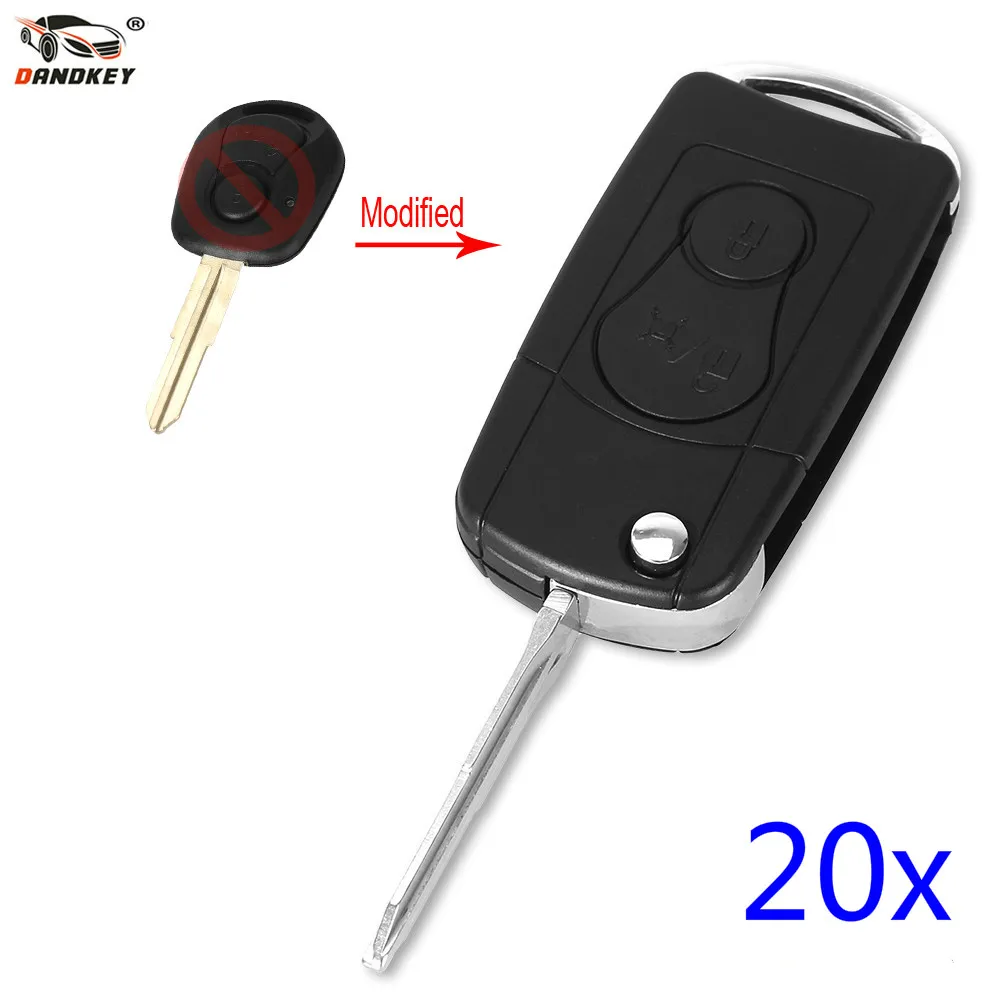 

DANDKEY20x 2 Buttons Flip Folding Car Remote Key Case Shell For Ssangyong Actyon SUV Kyron Rexton Key Vover Case