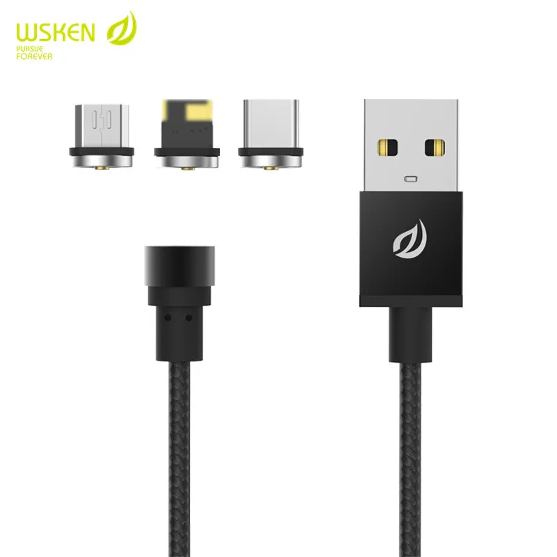 WSKEN Круглый Магнитный кабель Micro Тип usb C зарядки адаптер для молнии iphone XS XR 7 6 S плюс