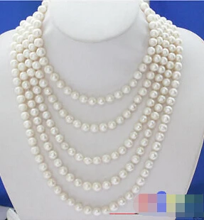 

HOT## Wholesale >>> LONG 100" 9MM white ROUND FRESHWATER PEARL NECKLACE
