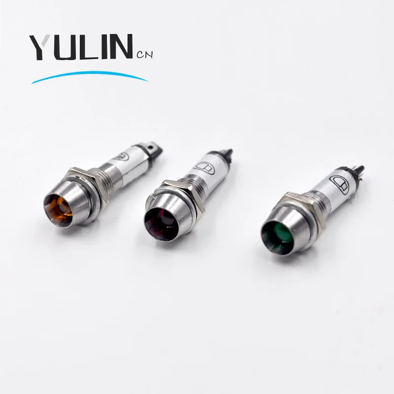 

XD8-1 8mm for Panel Mounting Indicator Light Metal Indication LED Signal Lamp Red Green Yellow 12VDC 24VDC AC 220V XD8-1