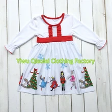 Christmas baby girl classic dress nutcracker dress white high quality cotton kids dress