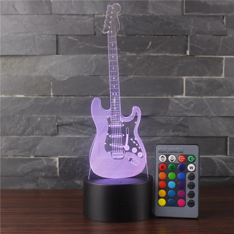

3D Led Light Acrylic DIY Electric Guitar Bedside Lamp 7 Color Changing Touch Remote Control Table Lamp Creative Gift Light