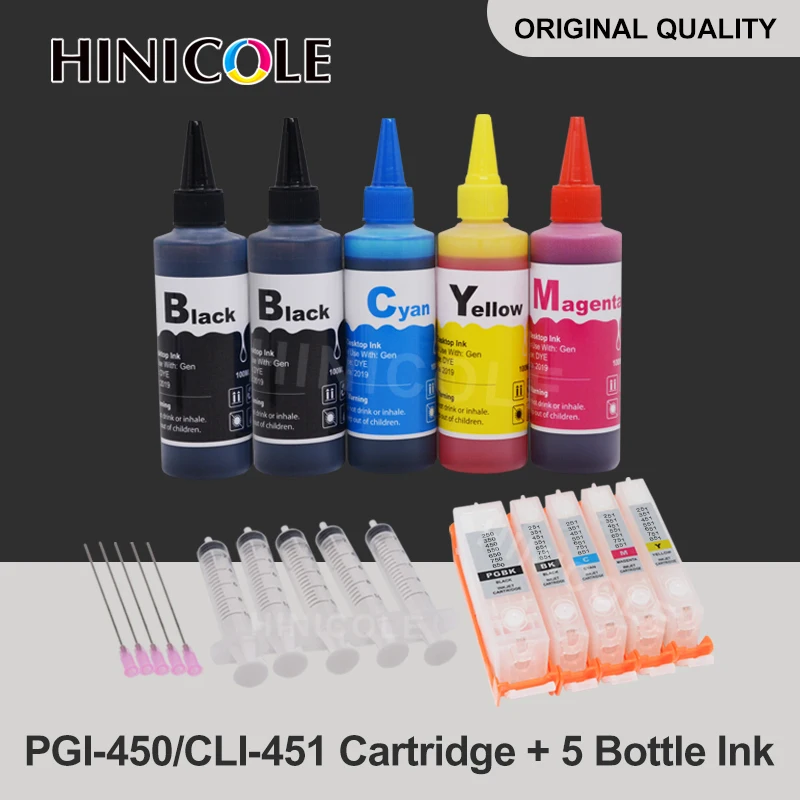 PGI-450 CLI-451 Refillable ink Cartridge For Canon PIXMA IP7240 MG5440 MG5540 MG6440 MG6640 MG5640 IX6840 Printer + 400ml Ink | Компьютеры