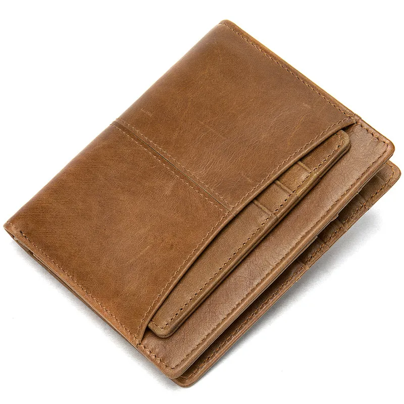 PNDME, Винтажный Мужской кошелек из натуральной кожи, роскошный, простой, мягкий, Воловья кожа, короткие, для кредитных карт, женский маленький кошелек, клатч, сумка для денег - Цвет: Brown