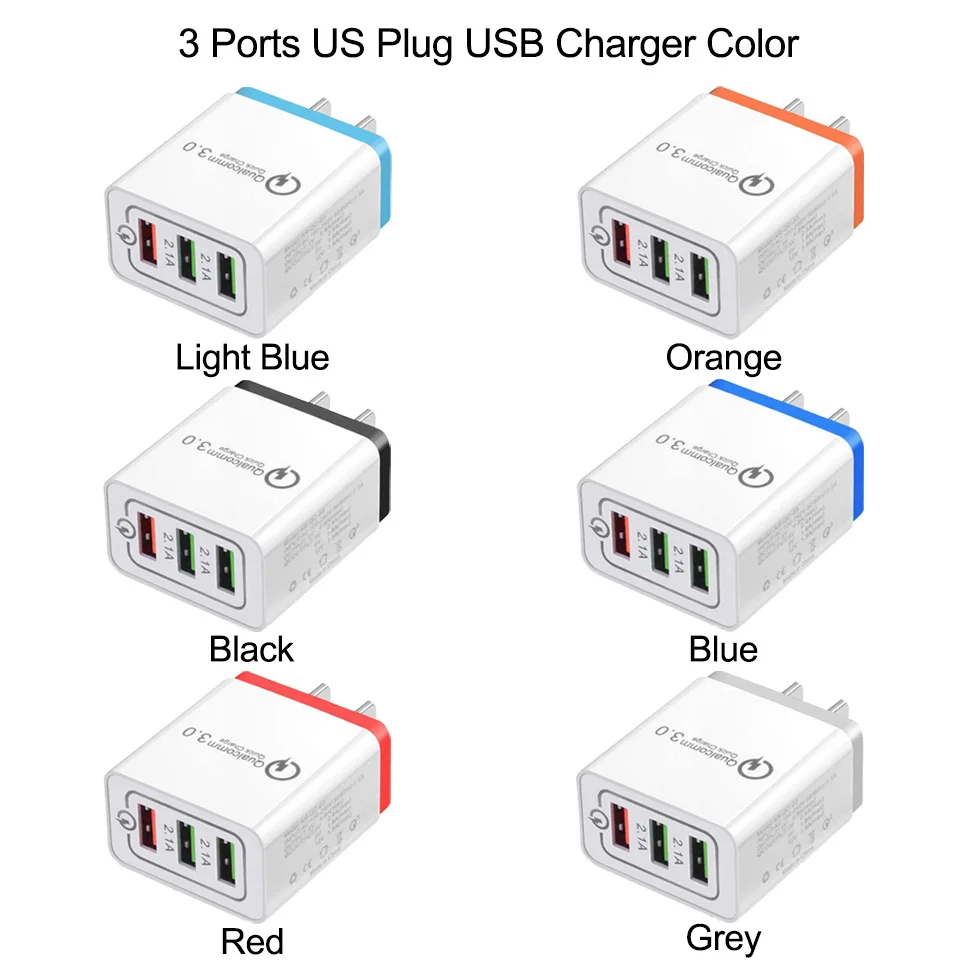 Tendway Qc 3,0 Быстрая зарядка 3,0 быстрое настенное зарядное устройство Usb Мульти Usb зарядное устройство для мобильного телефона 3 порта ЕС США портативное быстрое зарядное устройство