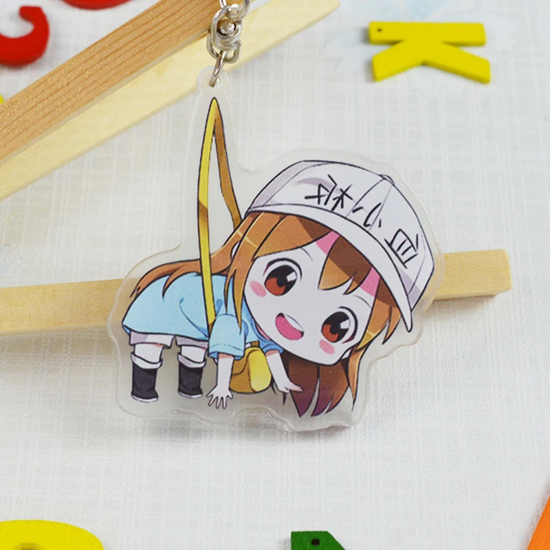 

Anime cells at work Keychain Pendant Acrylic Keychain Cartoon Kawaii Figure Keyring