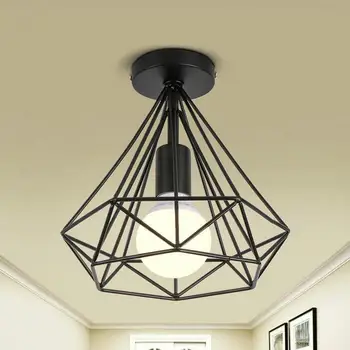 

HiMISS Black Retro Iron Art Ceiling Lamp Hallway Porch Balcony Fitting Room Deocrative Lighting