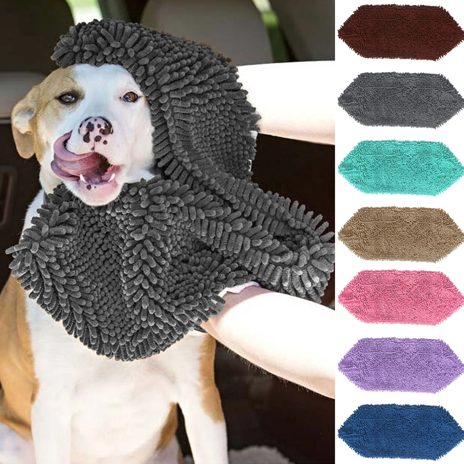 

Behogar 80 x 35 cm Ultra Soft Absorbent Microfiber Pet Dog Cat Puppy Bath Drying Towel Cloth Quick Drying with Hand Pockets